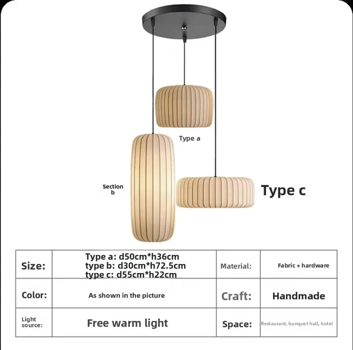 Suspension Contemporaine en Tissu Plissé