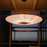 Lampe Suspendue Disque Géant en Tissu Beige