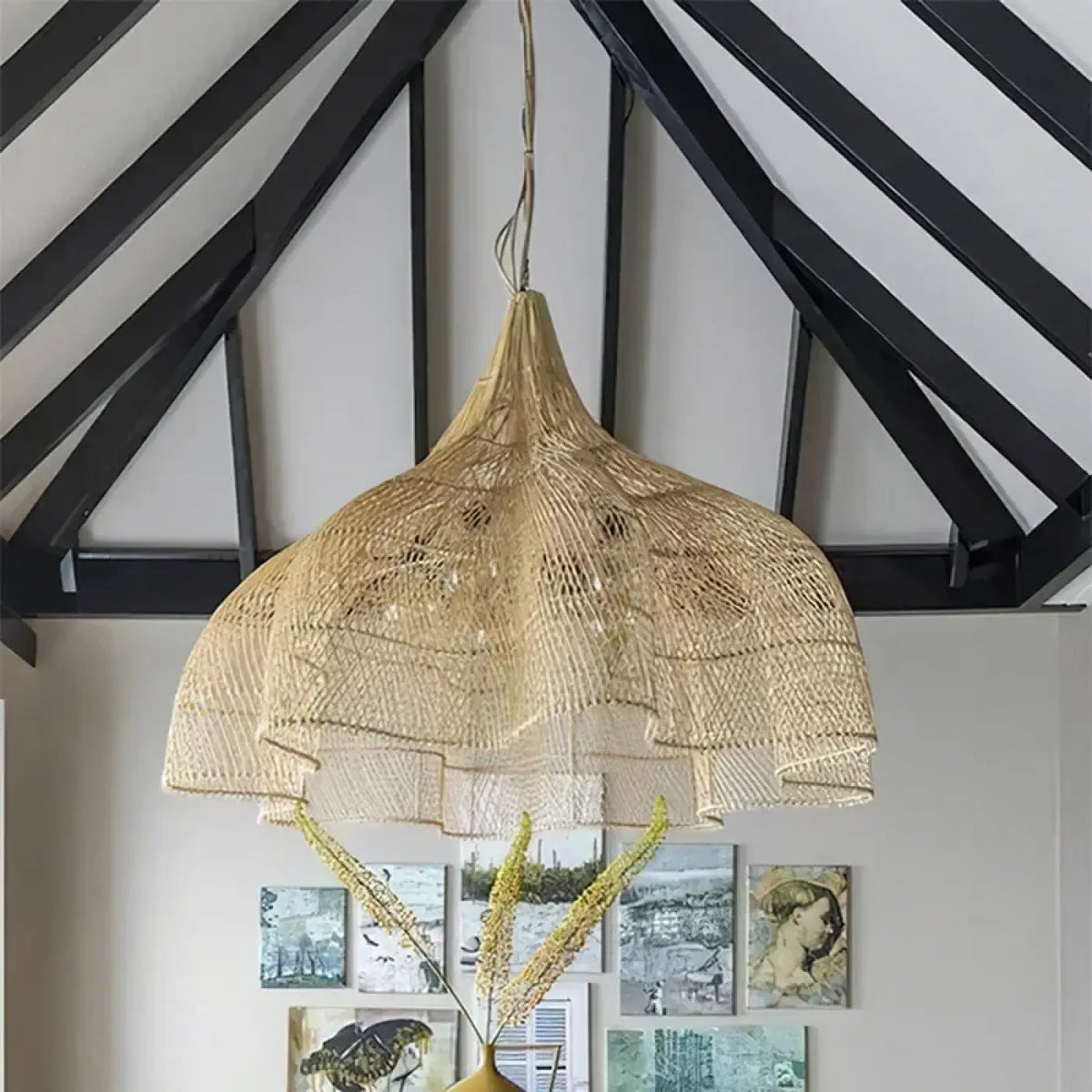 Lampe Suspendue XXL en Filet Bohème