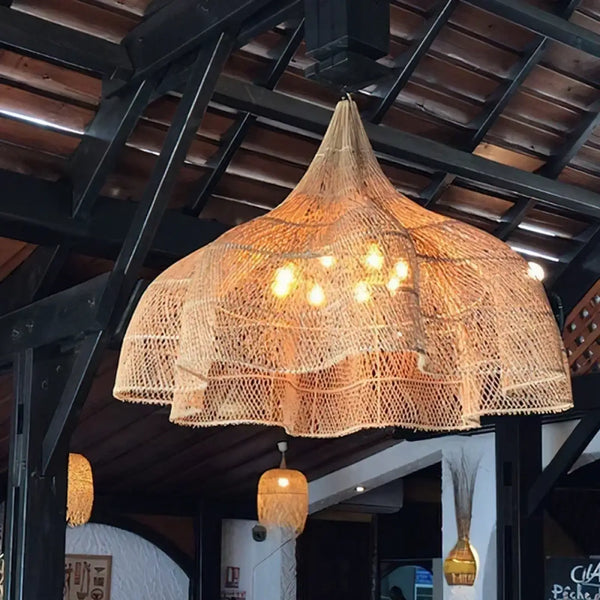 Lampe Suspendue XXL en Filet Bohème