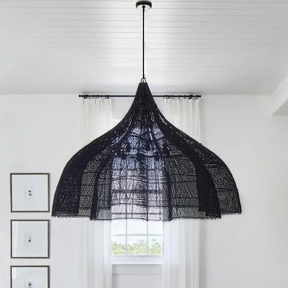 Lampe Suspendue XXL en Filet Bohème