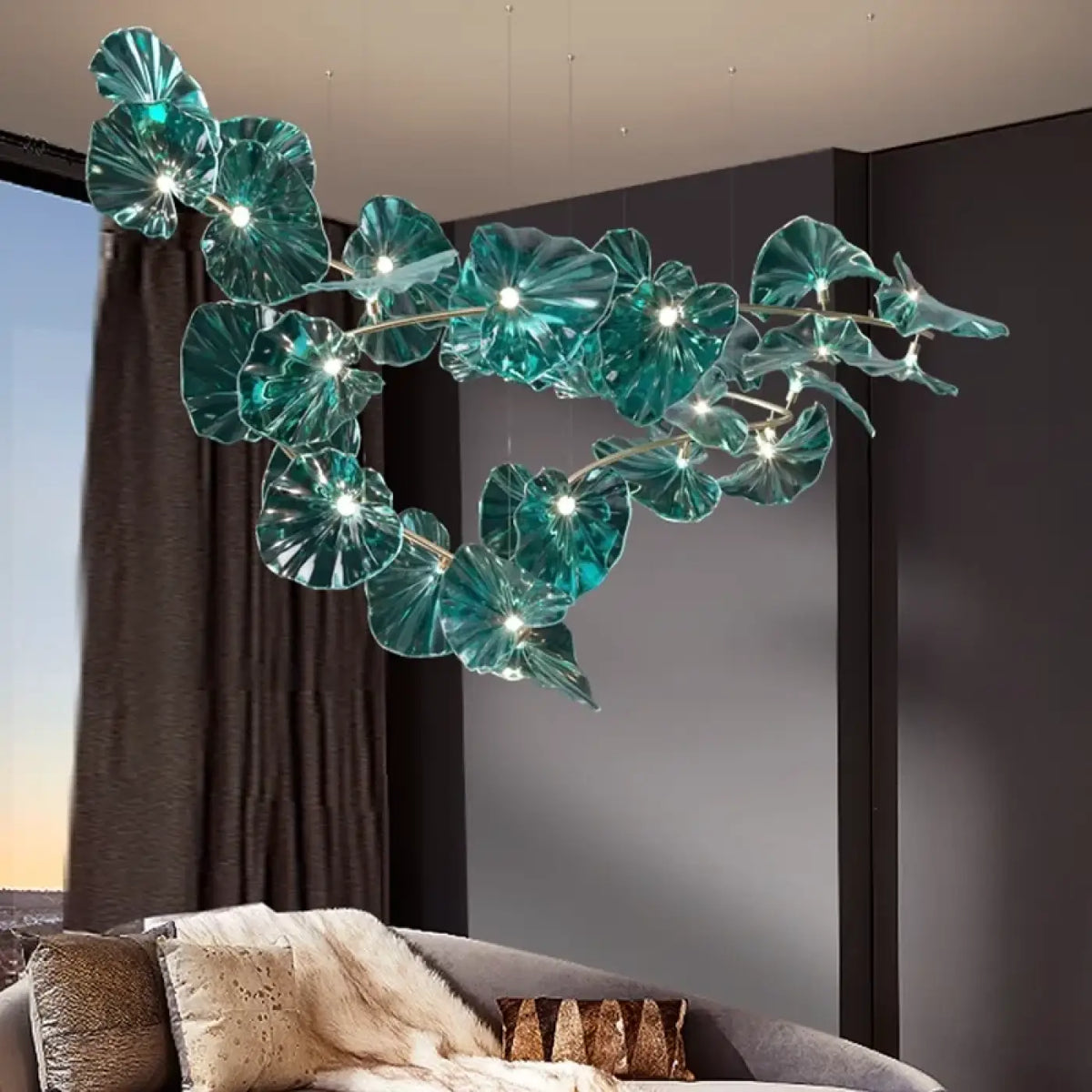 Suspension en Verre Sculpté Effet Végétal