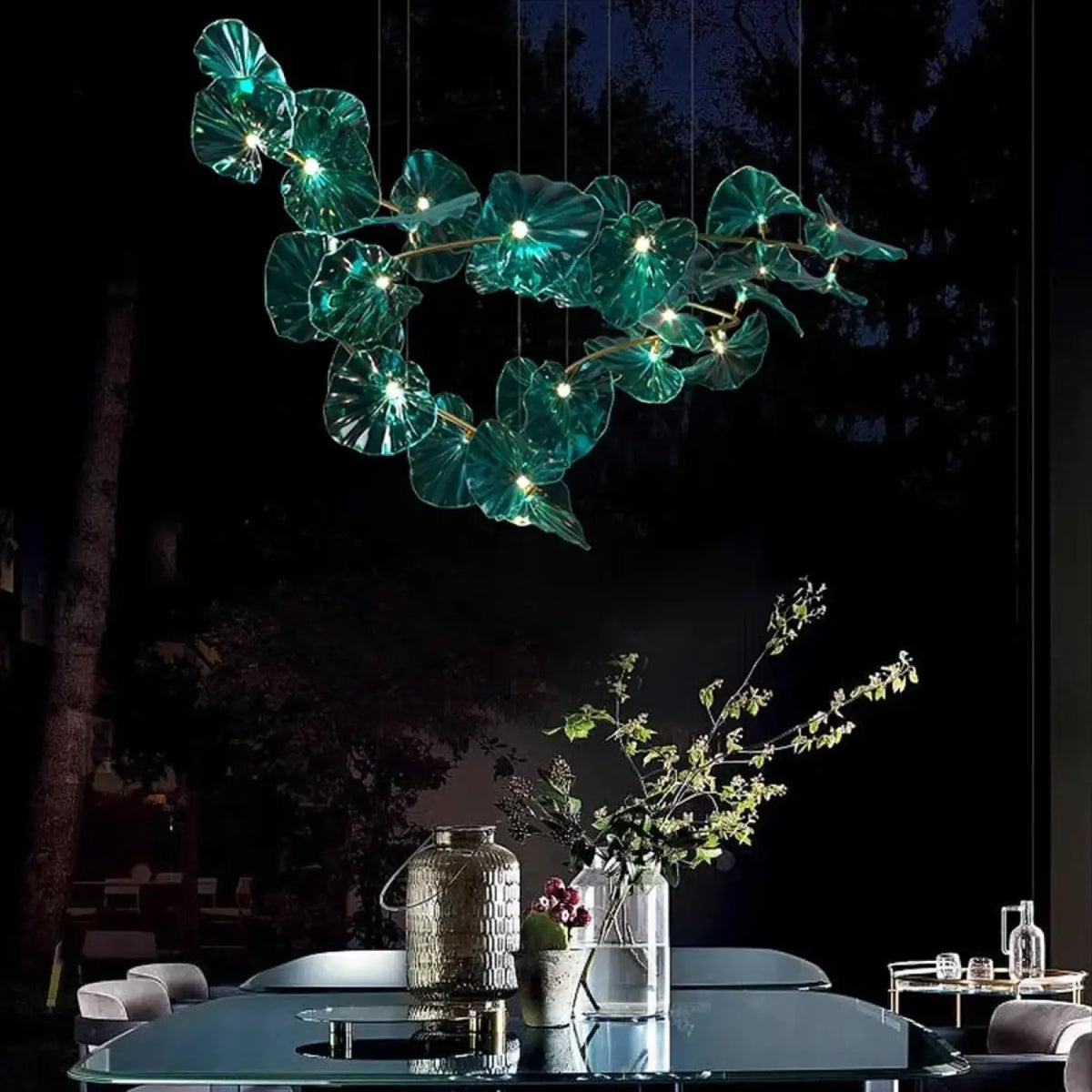 Suspension en Verre Sculpté Effet Végétal
