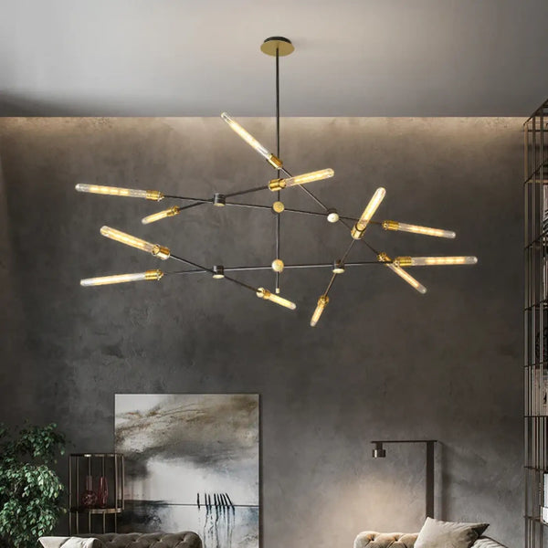 Lampe Suspendue Branches Sculptées Noires