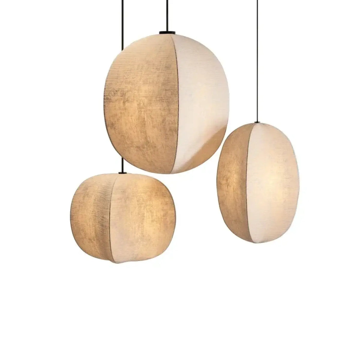 Suspension Sphère Bicolore en Tissu Blanc