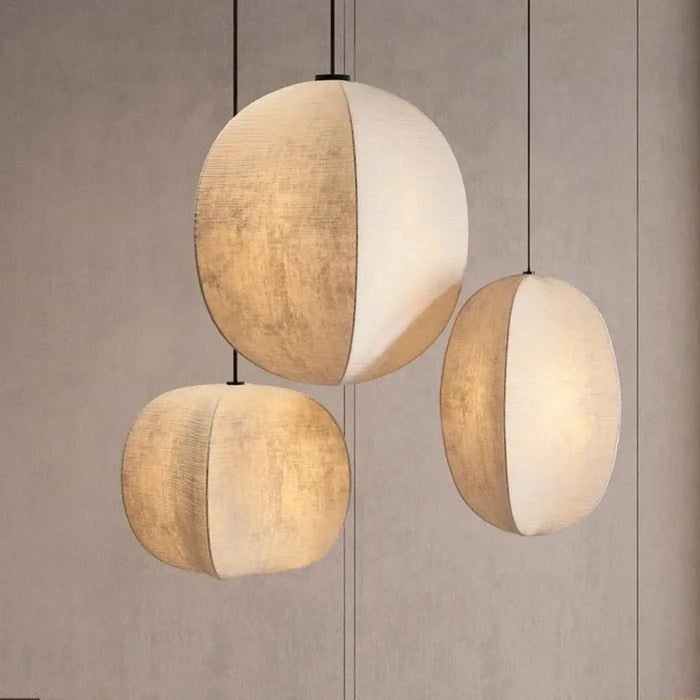 Suspension Sphère Bicolore en Tissu Blanc
