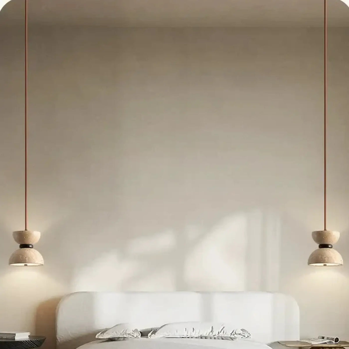Lampe Suspendue LED en Pierre Beige