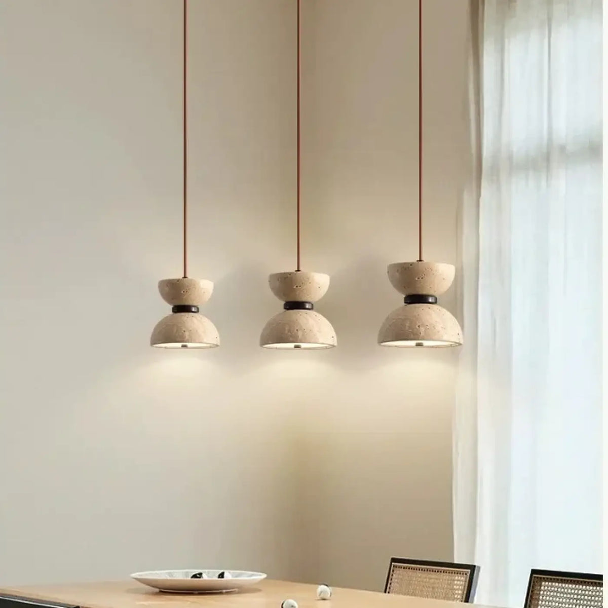 Lampe Suspendue LED en Pierre Beige