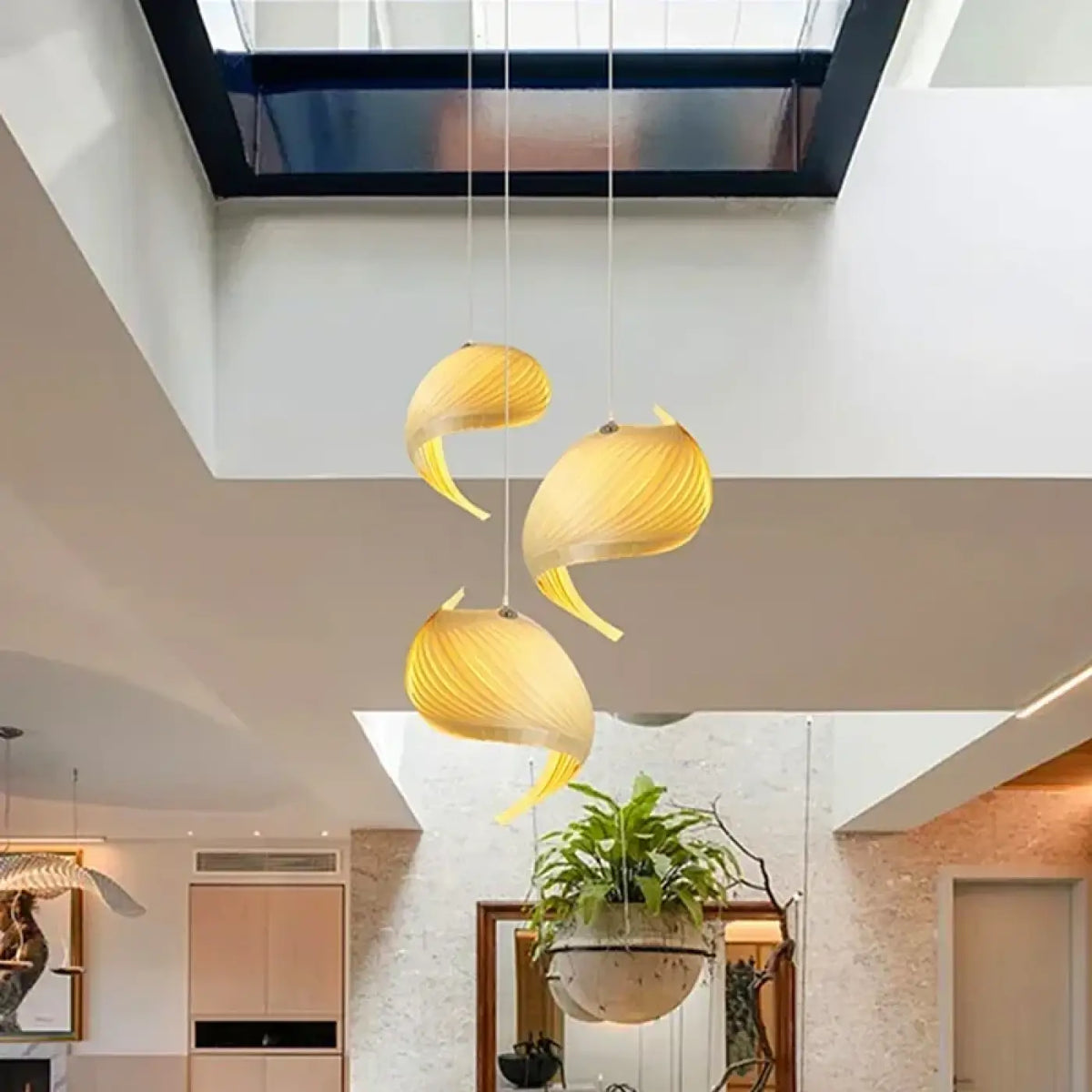 Lampe Suspendue Spirale Jaune Design