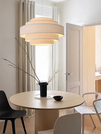 Lampe Suspendue en Tissu Blanc à Étages