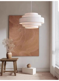 Lampe Suspendue en Tissu Blanc à Étages
