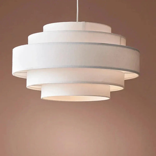 Lampe Suspendue en Tissu Blanc à Étages