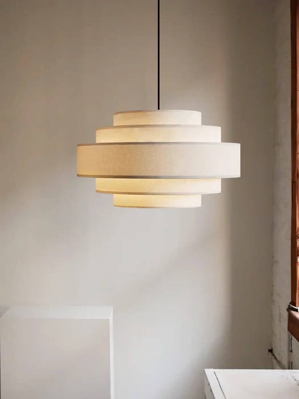 Lampe Suspendue en Tissu Blanc à Étages