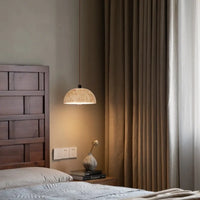 Lampe Suspendue Demi-Sphère en Travertin Beige