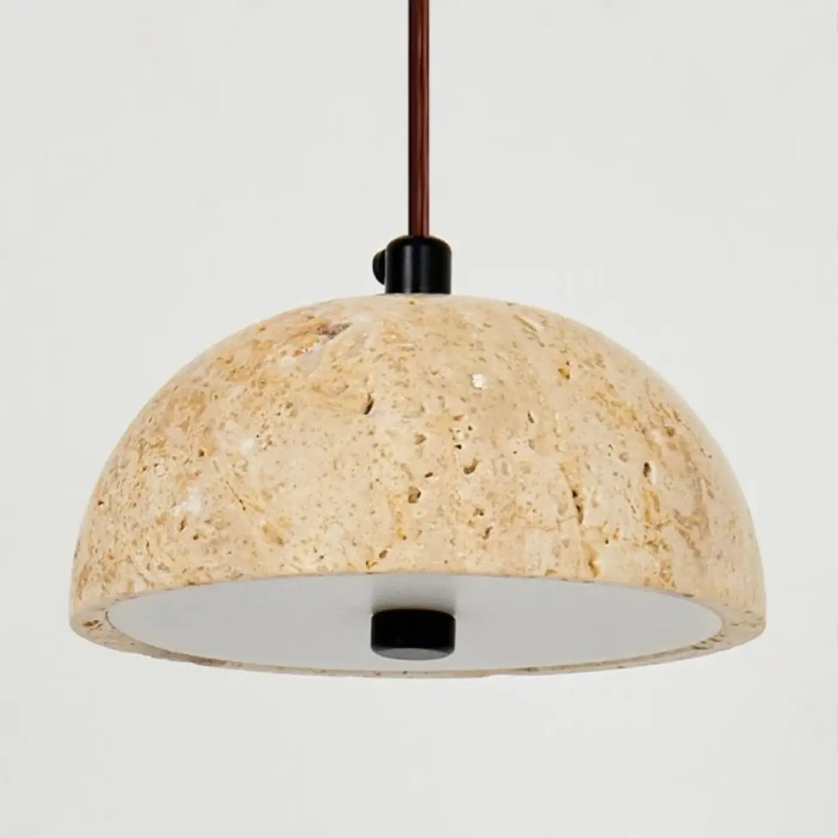Lampe Suspendue Demi-Sphère en Travertin Beige