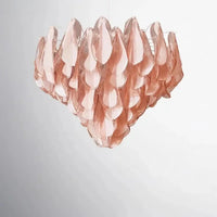 Suspension en Verre Rose à Pétales Décoratifs