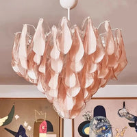 Suspension en Verre Rose à Pétales Décoratifs