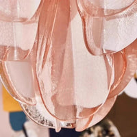 Suspension en Verre Rose à Pétales Décoratifs
