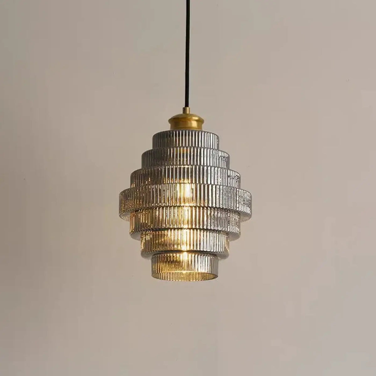 Suspension en Verre Strié Style Art Déco