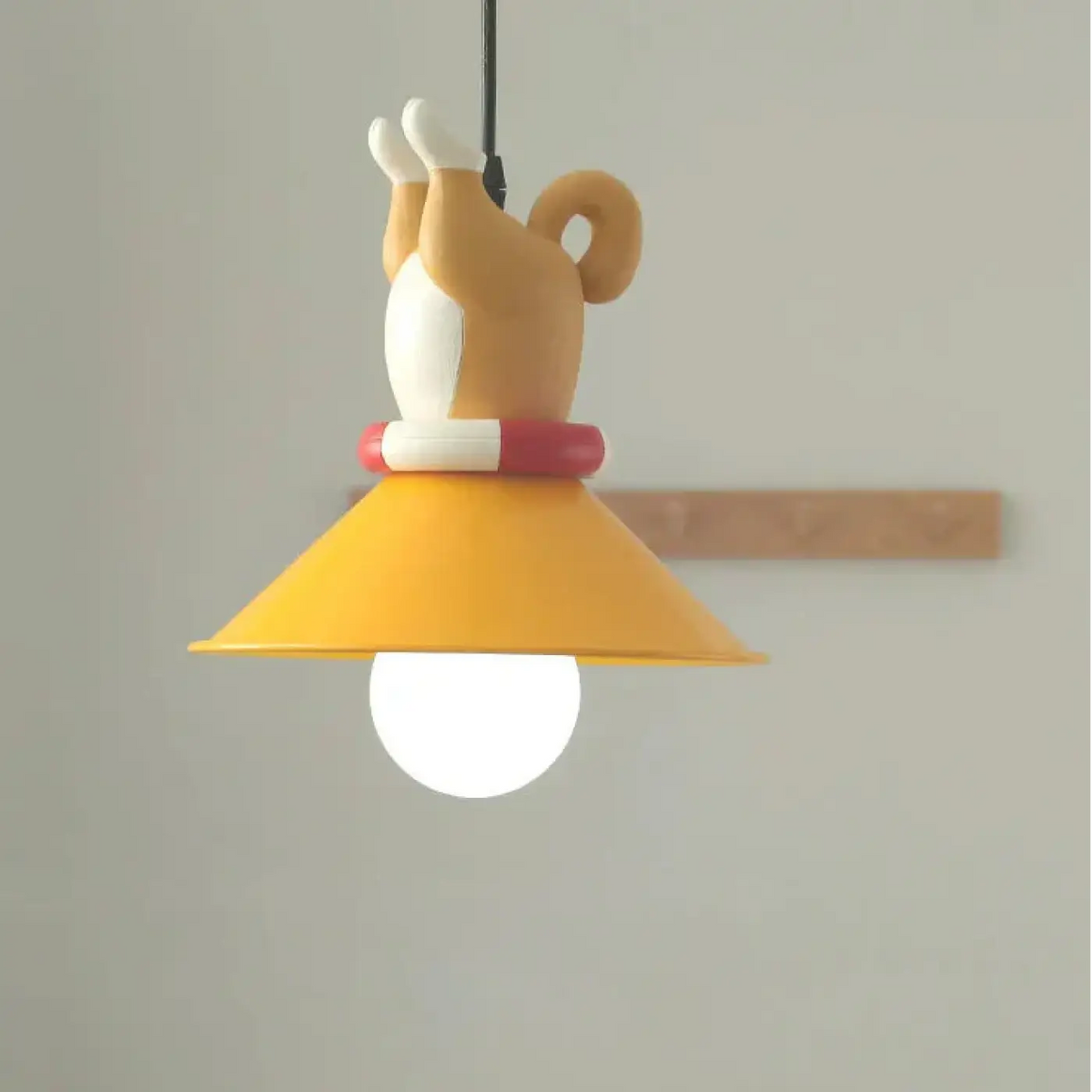 Lampe Suspendue Jaune avec Chiots Décoratifs pour Enfant