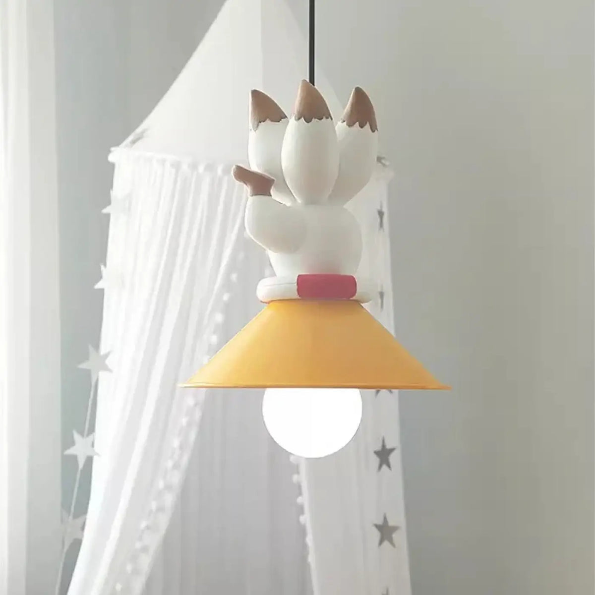 Lampe Suspendue Jaune avec Chiots Décoratifs pour Enfant