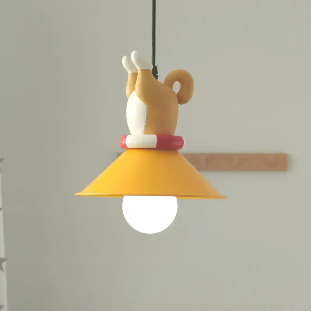 Lampe Suspendue Jaune avec Chiots Décoratifs pour Enfant
