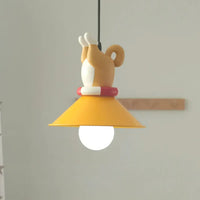 Lampe Suspendue Jaune avec Chiots Décoratifs pour Enfant