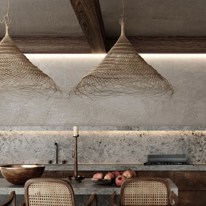 Lampe Suspendue Conique en Fibres Naturelles