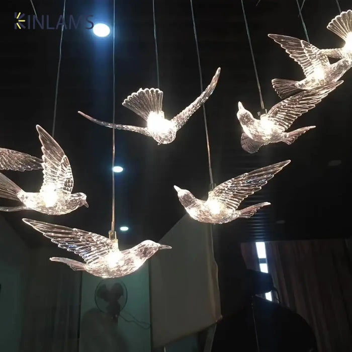 Lampe Suspendue Oiseaux en Verre pour Chambre et Salon