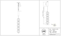 Suspension cage dorée avec tube lumineux vertical en acier fin doré, vue 7