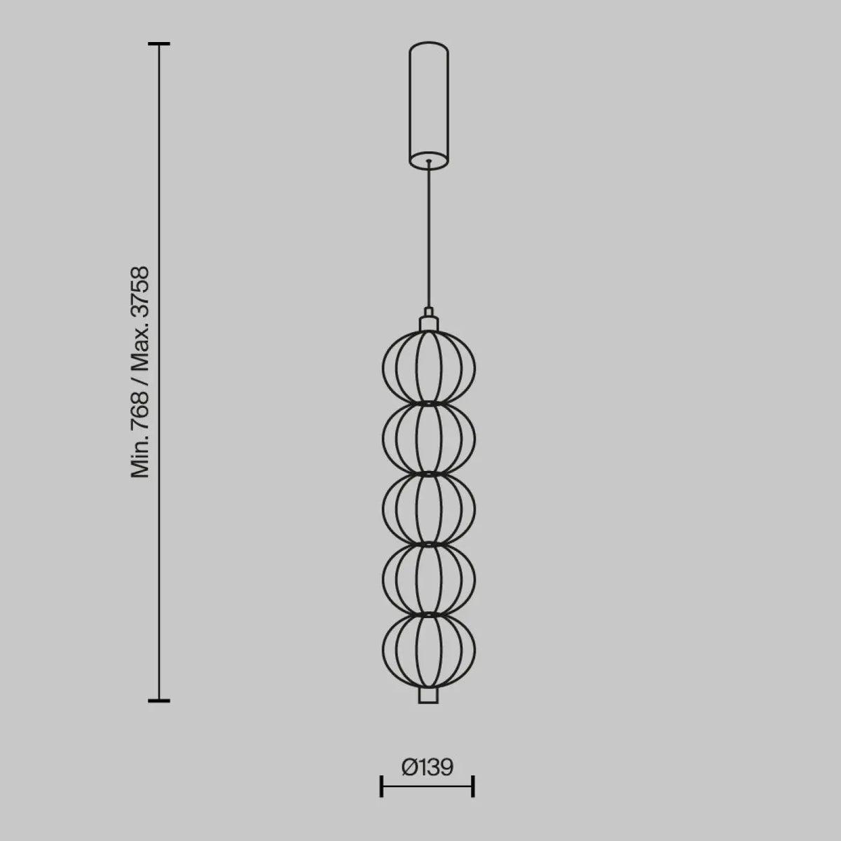 Vue rapprochée de la structure métallique dorée de la suspension cage dorée