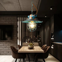 Lampe Suspendue Cage Industrielle en Métal et Verre