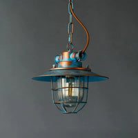 Lampe Suspendue Cage Industrielle en Métal et Verre