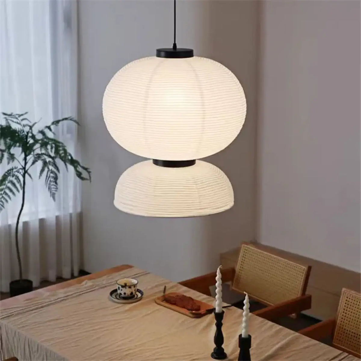Lampe Suspendue Japandi en Papier Tissé