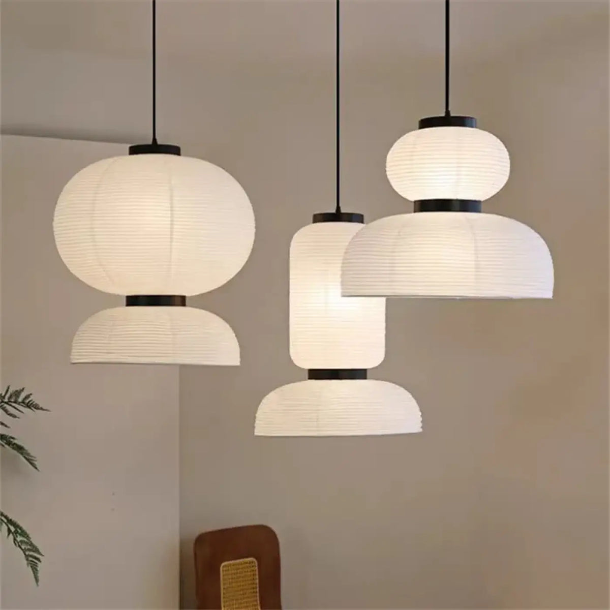 Lampe Suspendue Japandi en Papier Tissé