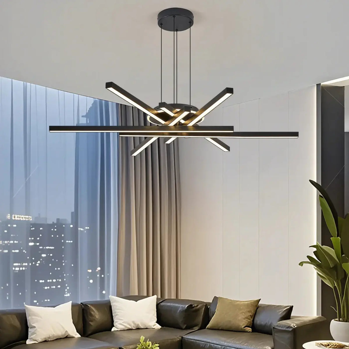 Lampe Suspendue LED Croisée pour Salon Moderne