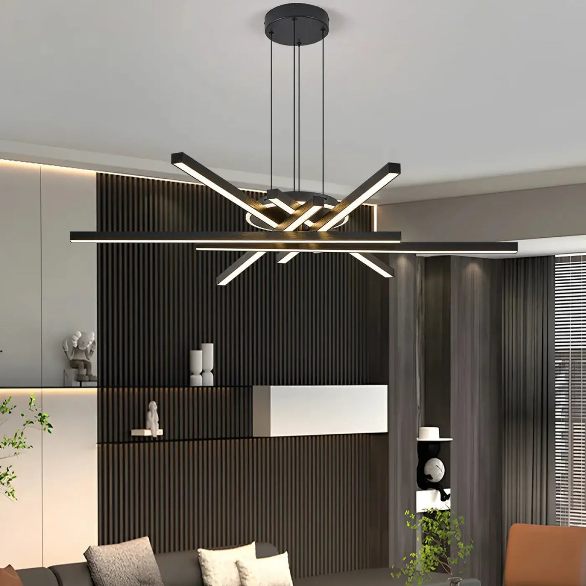 Lampe Suspendue LED Croisée pour Salon Moderne