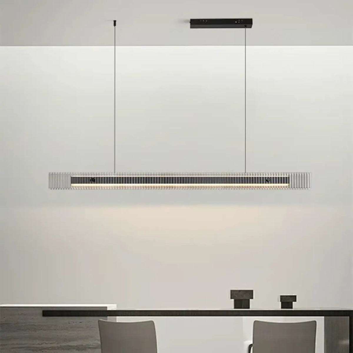 Suspension LED Horizontale en Verre Strié