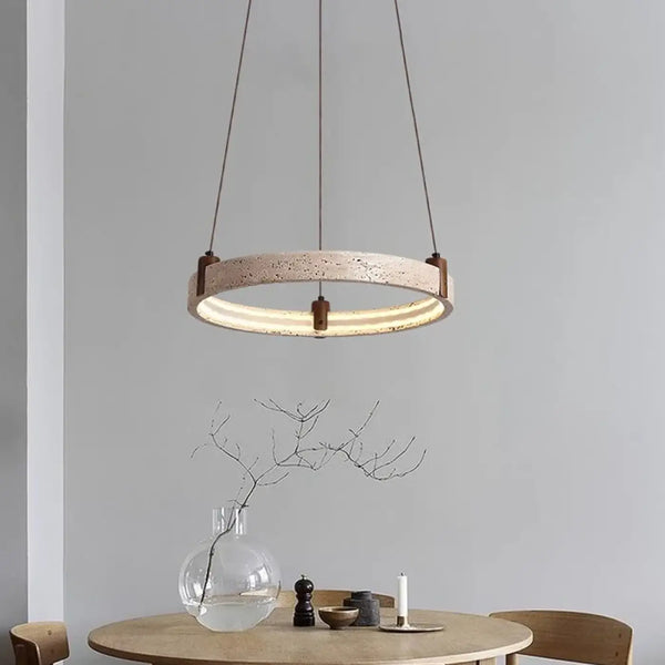 Lampe Suspendue Pierre Jaune et Verre Opalin