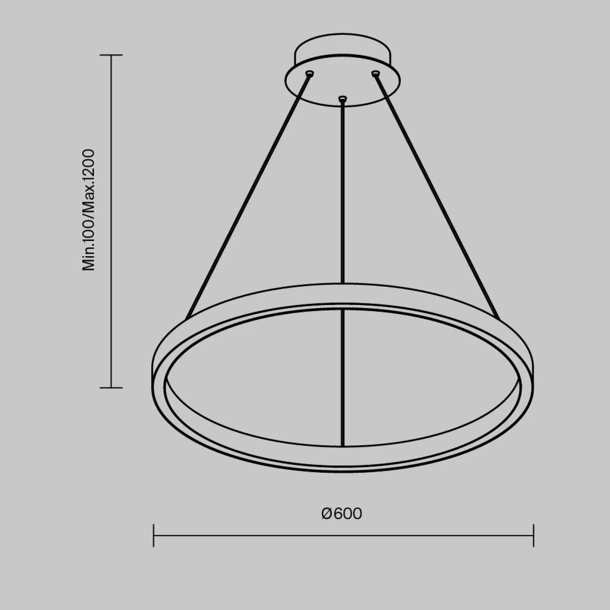 Détail du cercle lumineux de la suspension anneau LED, vue 9