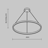 Suspension anneau LED noire dans un salon contemporain, vue 8