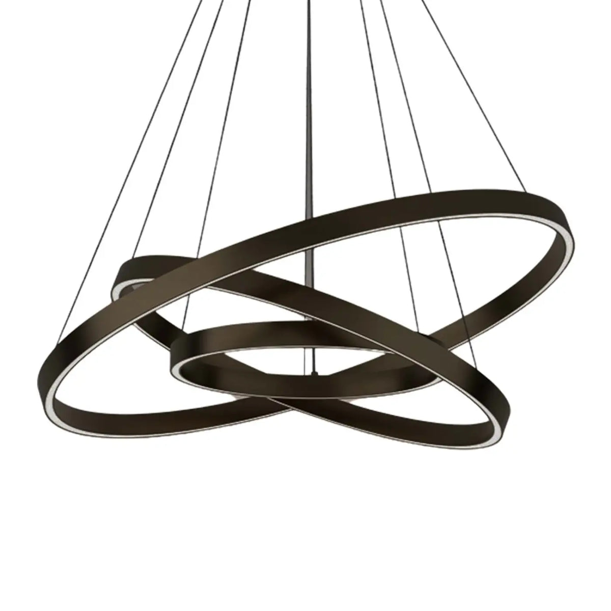 Vue rapprochée de la suspension cascade LED version noire moderne