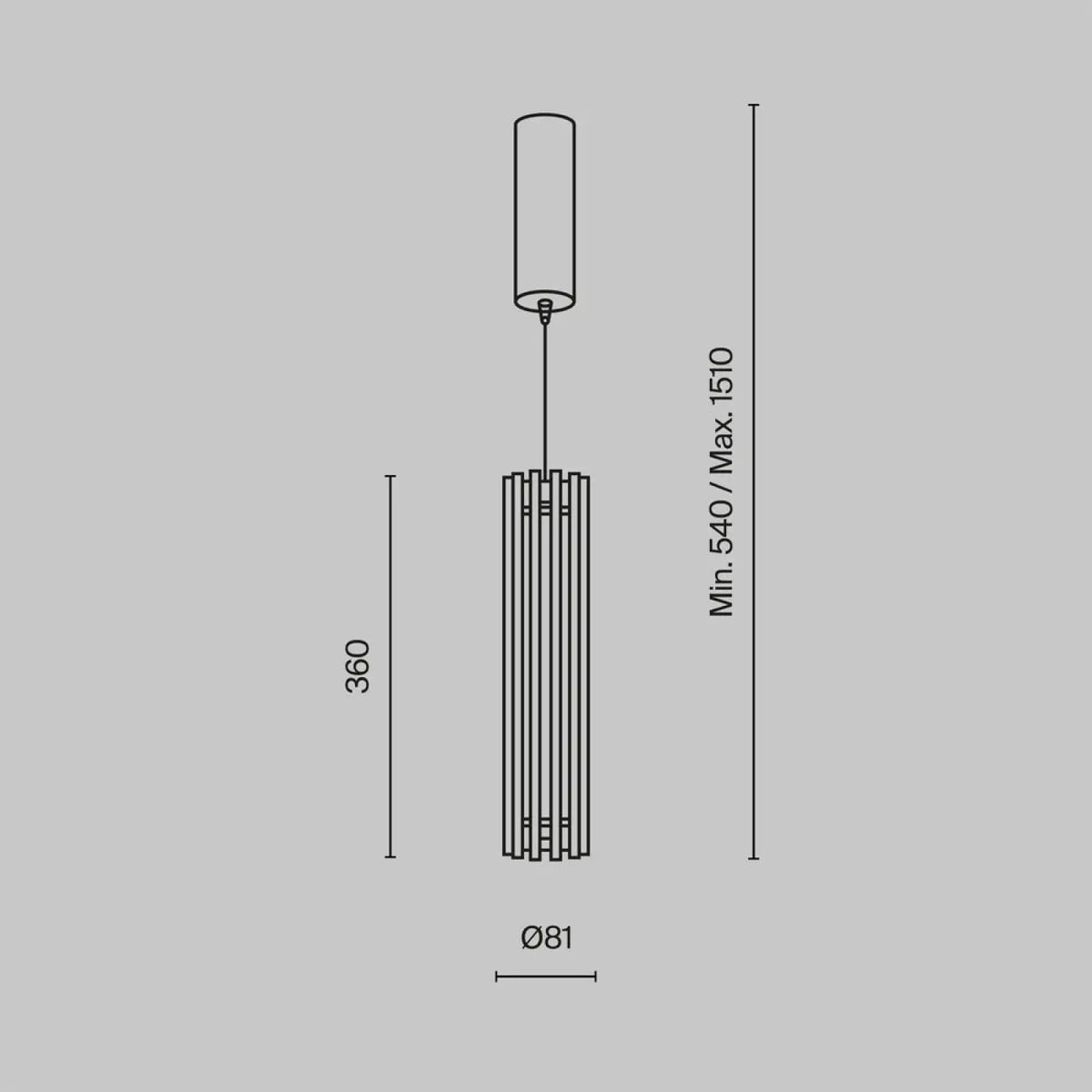 Structure en acier doré de la suspension cylindrique dorée Léna