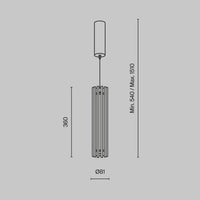Structure en acier doré de la suspension cylindrique dorée Léna