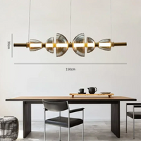 Suspension Linéaire Dorée en Métal et Verre