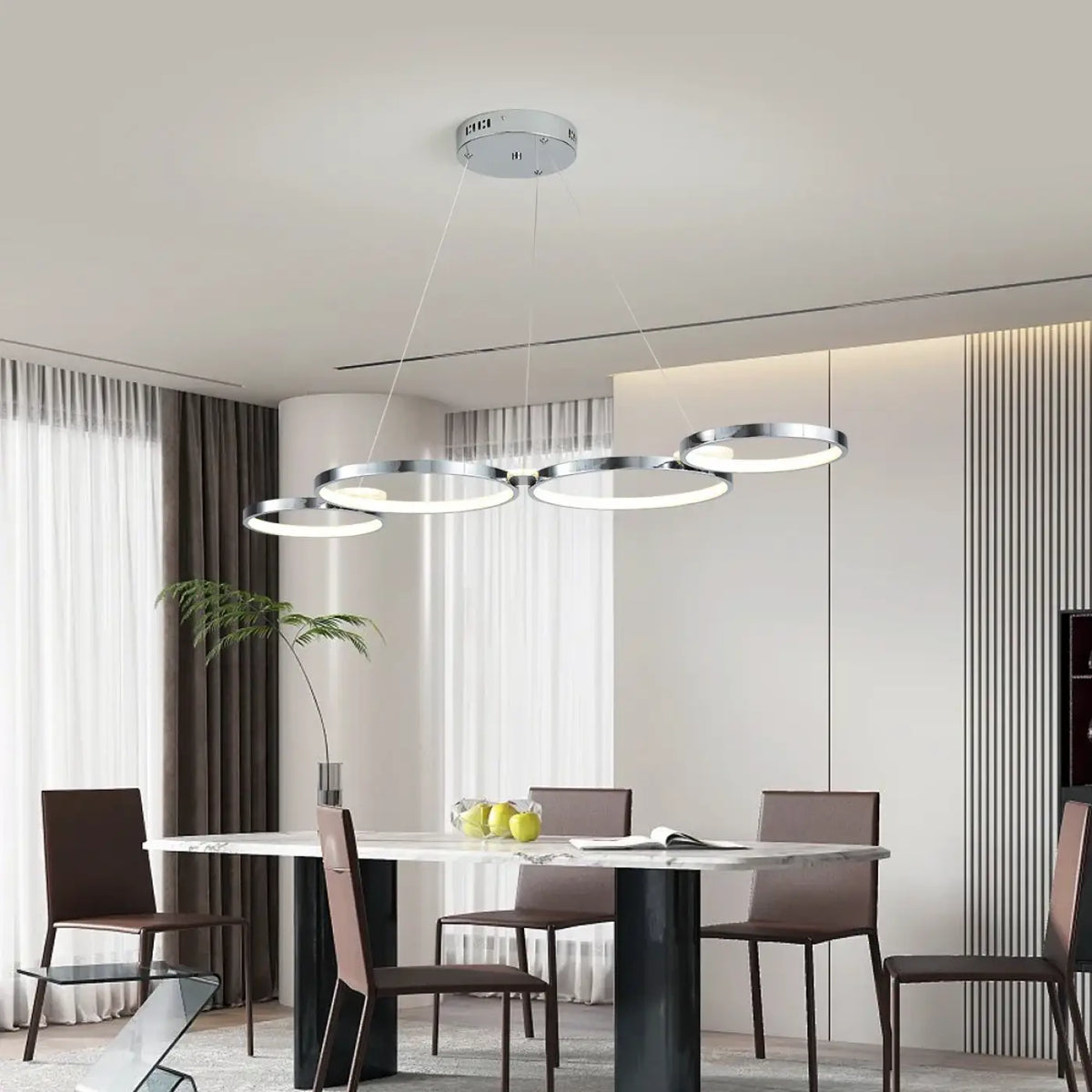 Suspension LED à Anneaux pour Salon Chic