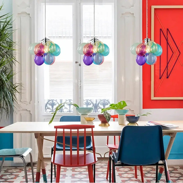 Lampe Suspendue en Verre Teinté pour Salle à Manger