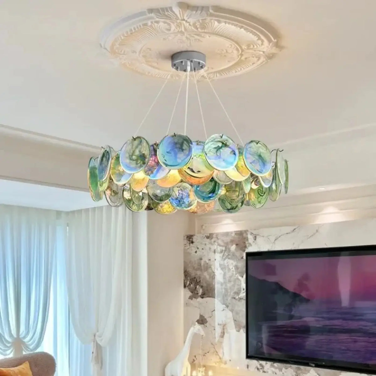 Lampe Suspendue Artistique en Verre Multicolore