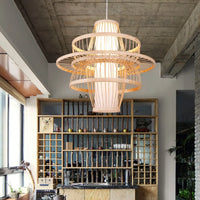 Lampe Suspendue Sculptée en Bambou Naturel