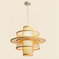 Lampe Suspendue Sculptée en Bambou Naturel